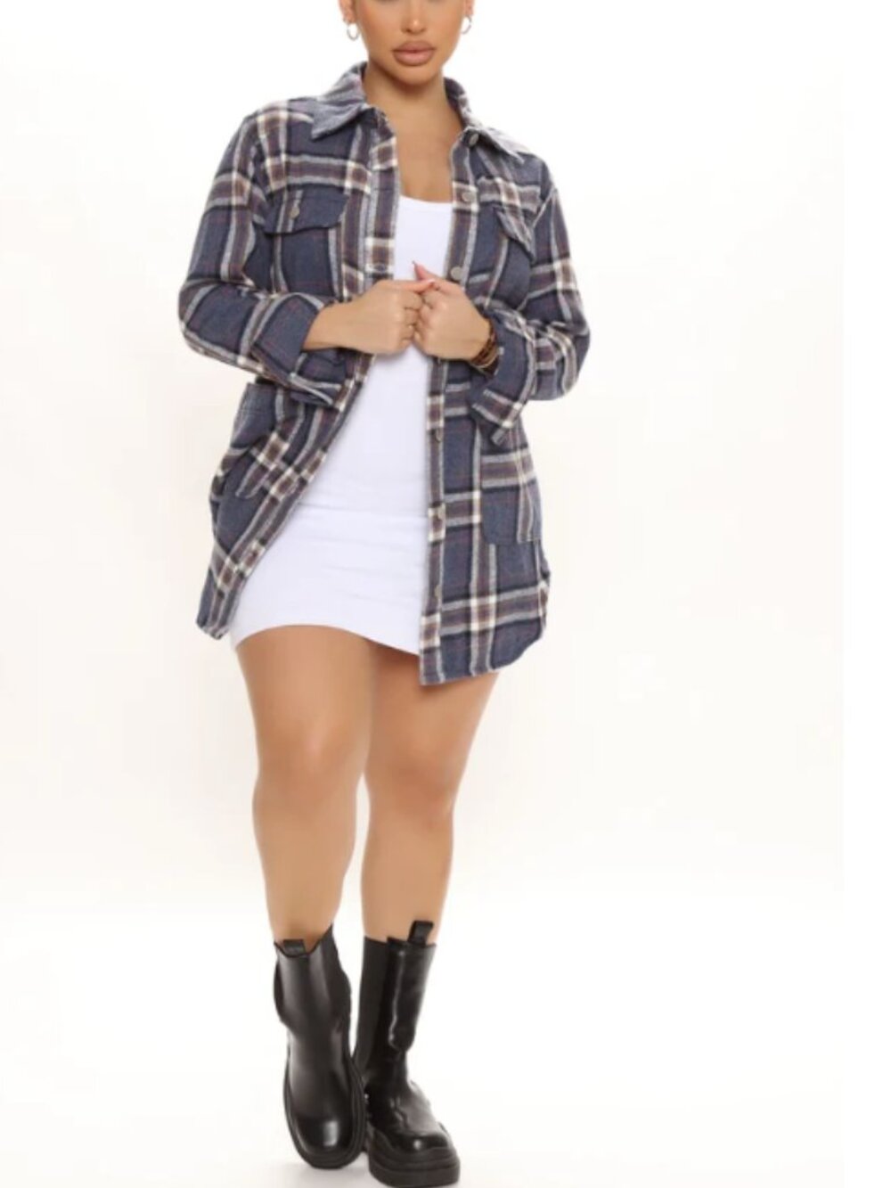 Fashion Nova Blue Plaid Shacket